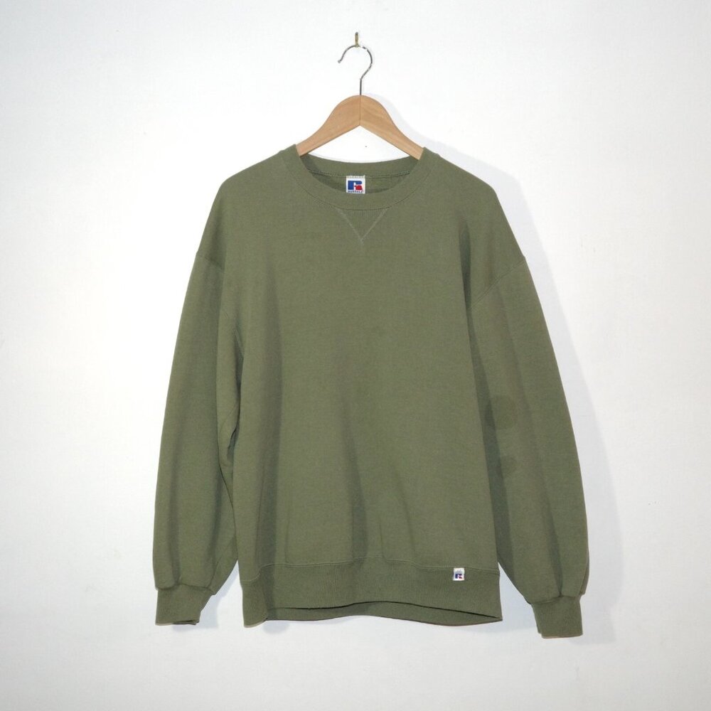 Russell Athletic Made in USA Crewneck Sweatshirt Olive Green Mens Large